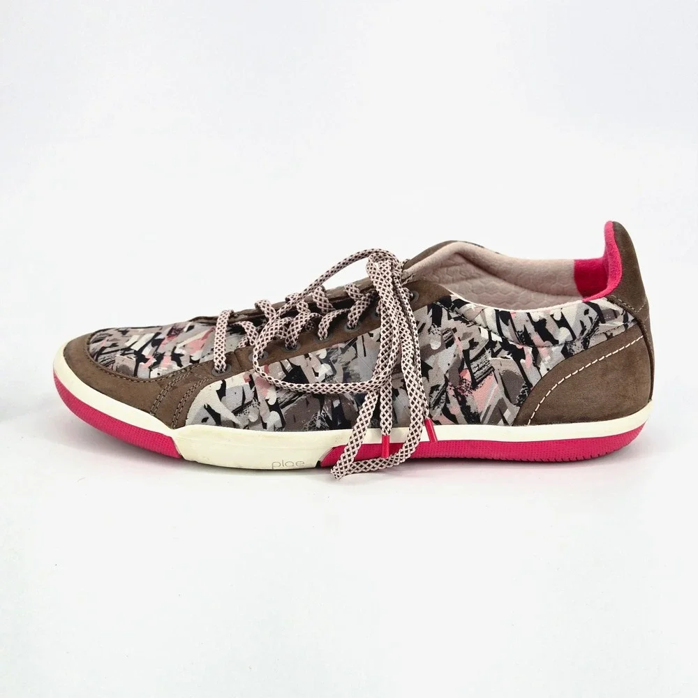 PLAE Prospect Abstract Camo Pink Grey Suede Comfort Sneakers Women's Size 8.5